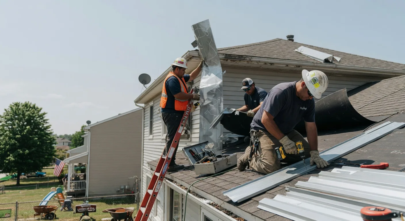 Storm Damage Metal Roof Repair in Cashion, OK